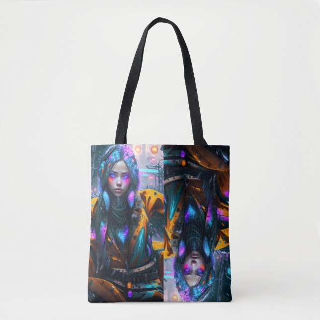 Bolso De Tela Diseño de la mochila Neon Chica (Anverso)