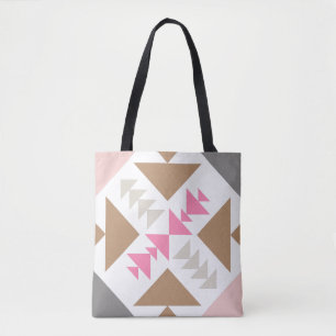 Bolso De Tela Diseño de la pila geométrica moderna en rosa y cob