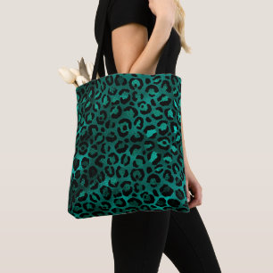 Bolso De Tela Diseño de la serie Leopardo Teal y Gold 5