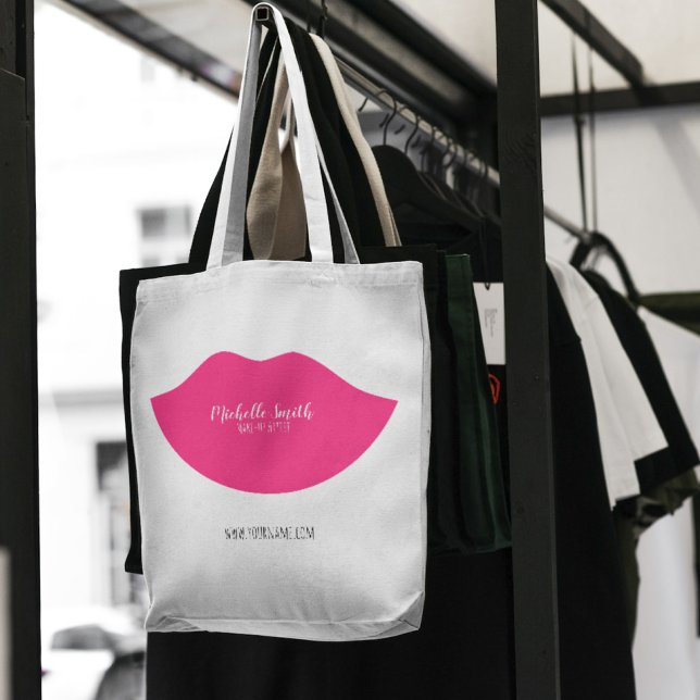 Bolso De Tela Diseño de labios rosados calientes Artista de maqu (Subido por el creador)