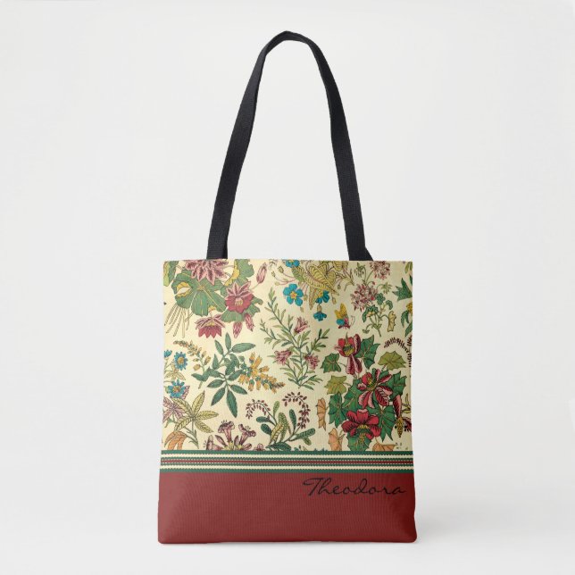 Bolso De Tela Diseño de las flores del jardín (Anverso)