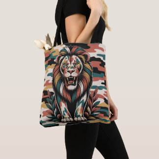 Bolso De Tela Diseño de león camuflaje audaz