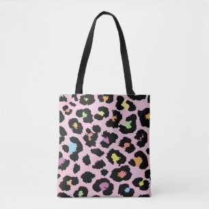 Bolso De Tela diseño de leopardo salvaje exótico colorido a mano