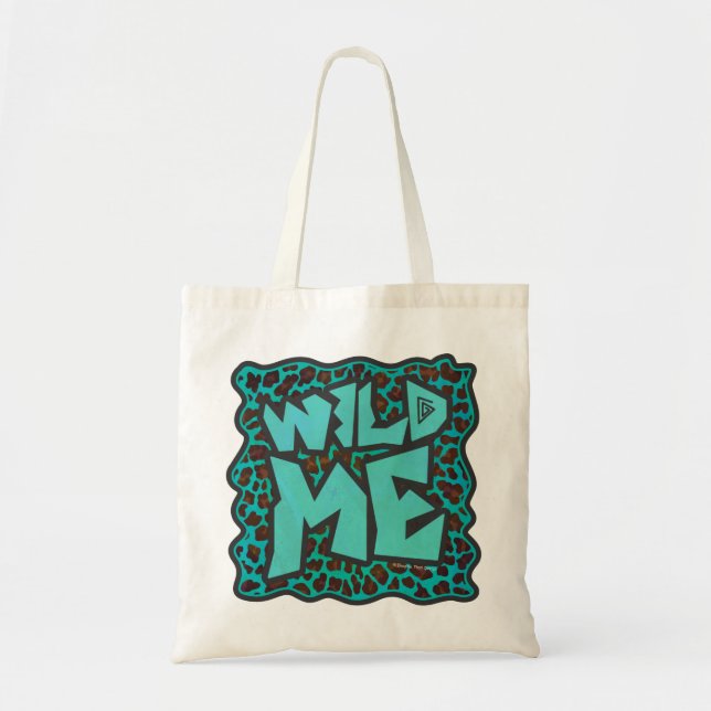 Bolso De Tela Diseño de leopardo salvaje y marrón Verde azulado (Frente)