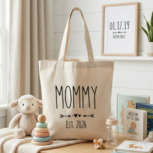 Bolso De Tela Diseño de letras altas de Minimalist Mommy Est Año
