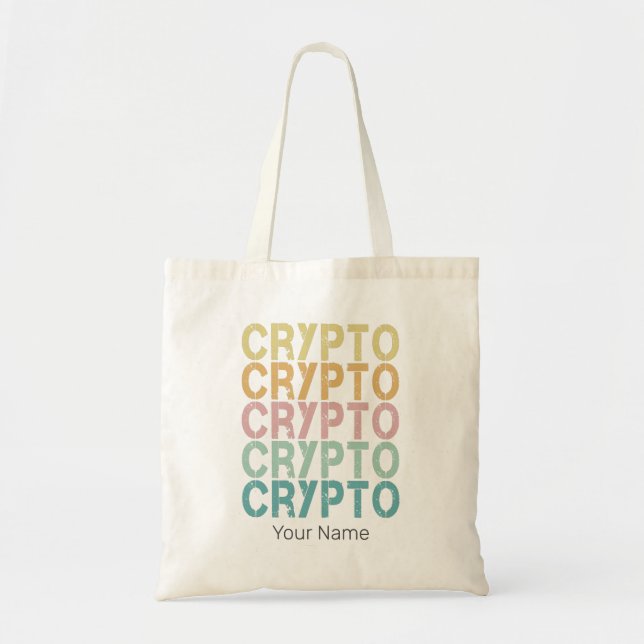 Bolso De Tela Diseño De Letras De Cripto Retro Para Criptodivisa (Frente)