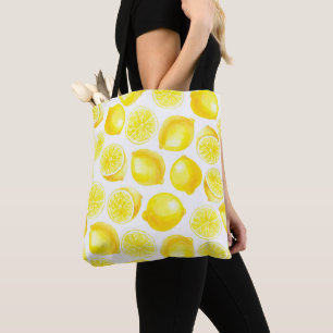 Bolso De Tela Diseño de limones acuarelas