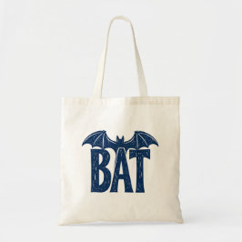 Bolso De Tela Diseño de Linoleografía de Murciélago de Halloween