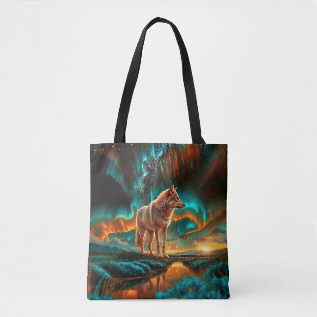 Bolso De Tela Diseño de lobo diferente en cada lado (Anverso)