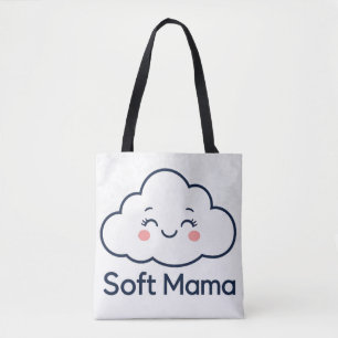 Bolso De Tela Diseño de logotipo "Soft Mama" de nube Kawaii lind