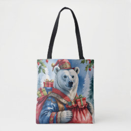 Bolso De Tela Diseño de los Navidades Polar Bear Santa