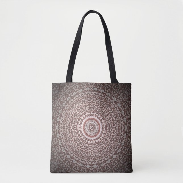 Bolso De Tela Diseño de Mandala estilo tribal rosa (Anverso)