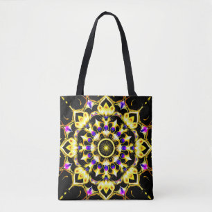 Bolso De Tela Diseño de mandala ornamentado vibrante