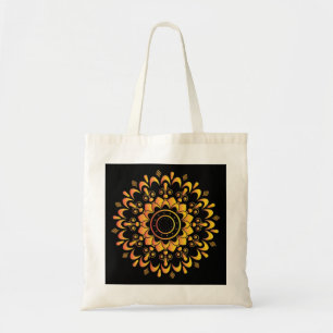 Bolso De Tela Diseño de Mandala Único Dorado-95747