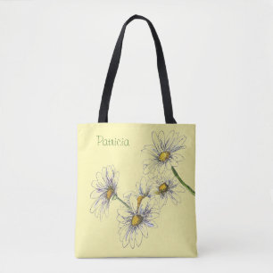 Bolso De Tela Diseño de margarita color amarillo pálido en