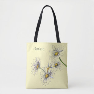 Bolso De Tela Diseño de margarita en acuarela sobre amarillo man