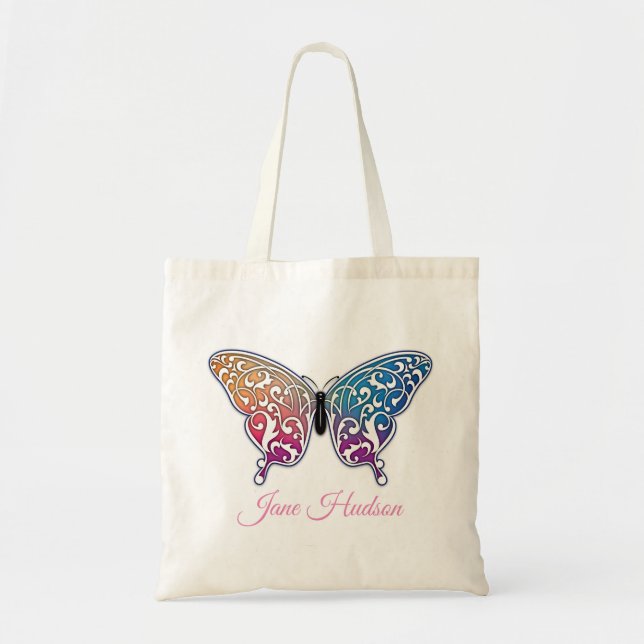 Bolso De Tela Diseño de mariposa elegante (Frente)