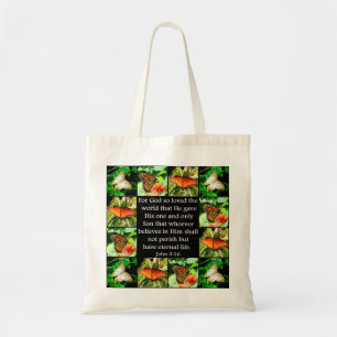 BOLSO DE TELA DISEÑO DE MARIPOSA JOHN 3:16