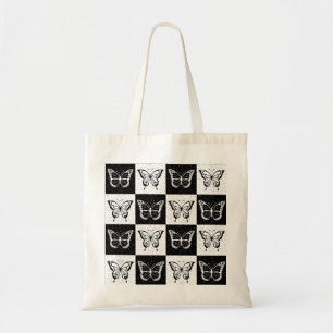 Bolso De Tela Diseño de mariposa negra de cuello blanco
