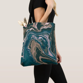 Bolso De Tela Diseño de mármol rosa, azul y tostado