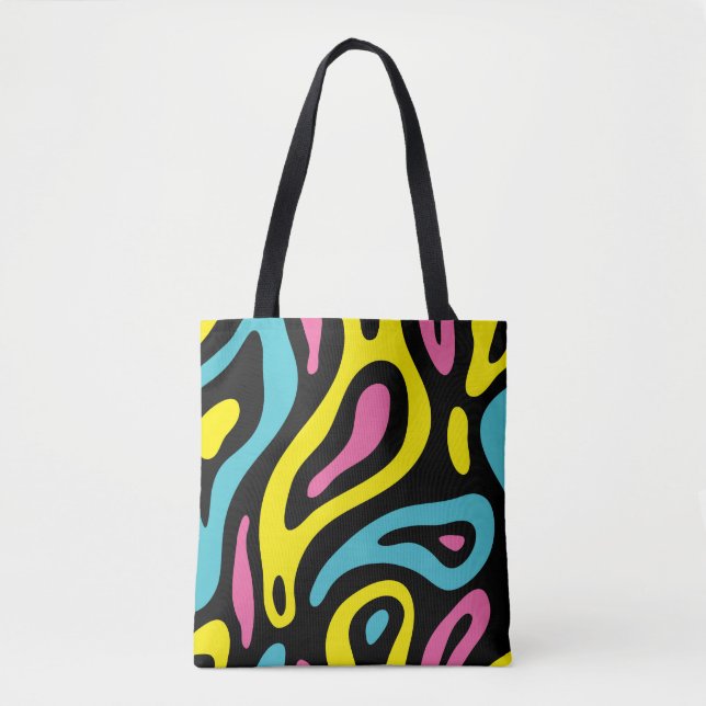Bolso De Tela Diseño de Memphis coloreado brillantemente (Anverso)