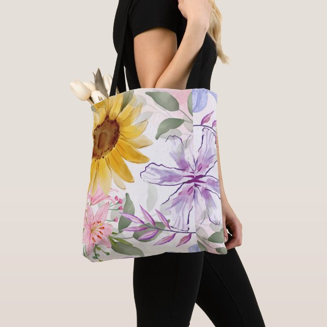 Bolso De Tela Diseño de mezcla de flores de sol (Detalle)