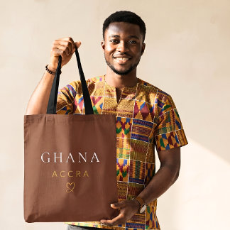 Bolso De Tela Diseño de monograma de Ghana Accra con estilo - Re