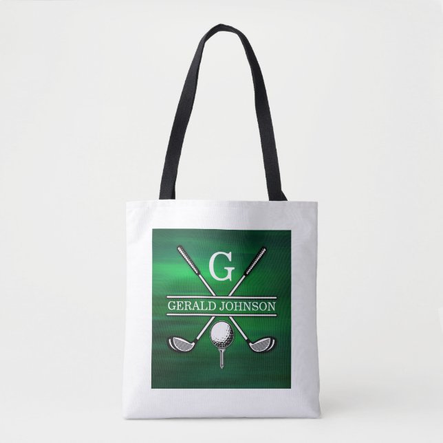 Bolso De Tela Diseño de monograma de golf elegante para personal (Anverso)