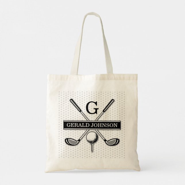 Bolso De Tela Diseño de monograma de golf personalizado (Reverso)