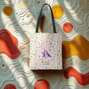 Bolso De Tela Diseño de monograma floral encantador de Kimberly