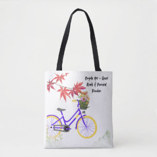 Bolso De Tela Diseño de Motivación de Bicicleta Floral