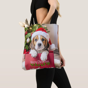 Bolso De Tela Diseño de Navidad de cachorro de Beagle,
