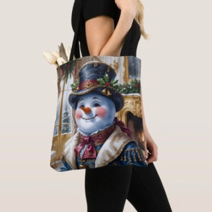 Bolso De Tela Diseño de Navidad de Muñeco de Nieve Victoriano