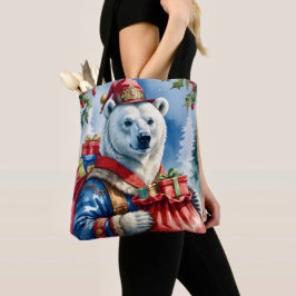 Bolso De Tela Diseño de Navidad de Santa Oso Polar