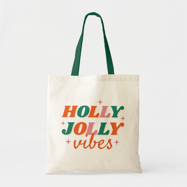 Bolso De Tela Diseño de Navidades de Fun Holly Jolly Vibes (Frente)