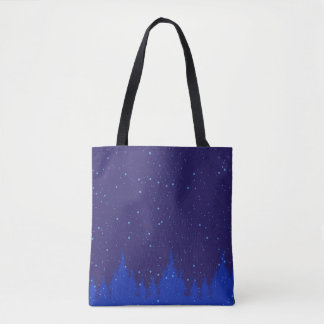Bolso De Tela Diseño de Navidades nevados monocromáticos azules