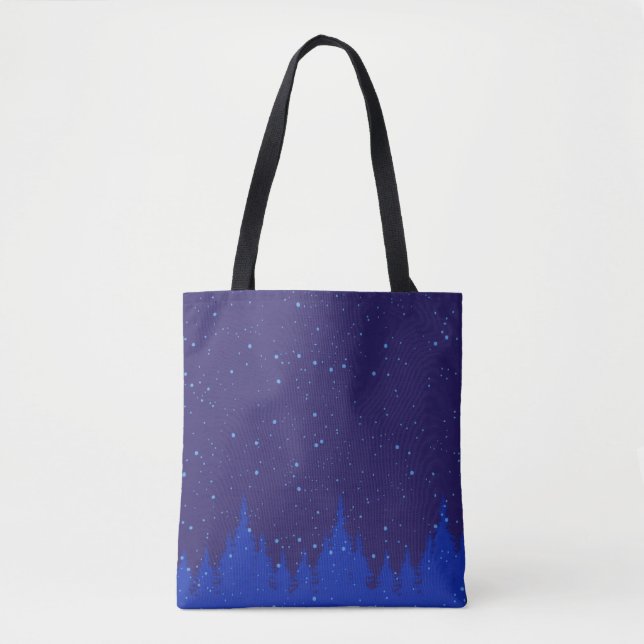 Bolso De Tela Diseño de Navidades nevados monocromáticos azules (Anverso)