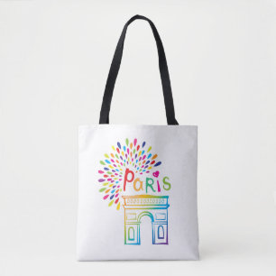 Bolso De Tela Diseño de neón de París Francia el   Arco del