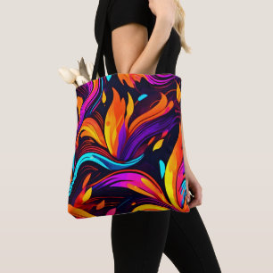 Bolso De Tela Diseño de Neon Fire con Iconos feroces