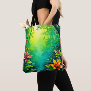 Bolso De Tela Diseño de oasis de jungla tropical exuberante
