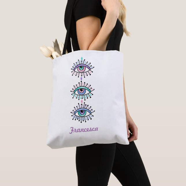 Bolso De Tela Diseño de ojos espirituales místicos en Tote blanc (Detalle)
