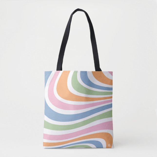 Bolso De Tela Diseño de ondas retro (Anverso)