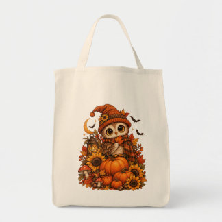 Bolso De Tela Diseño de otoño de búho lindo calabaza girasol aco