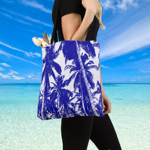 Bolso De Tela Diseño de palmeras de las islas tropicales azules