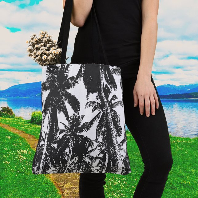 Bolso De Tela Diseño de palmeras negras y blancas (Subido por el creador)