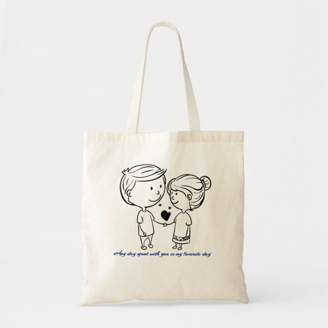 Bolso De Tela Diseño de pareja con tema del día de San Valentín (Frente)