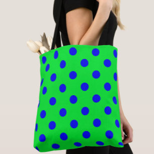 Bolso De Tela Diseño de patrón de lunares azules sobre verde