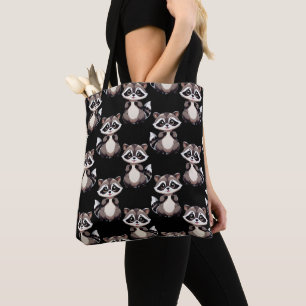 Bolso De Tela Diseño de patrón de mapache negro