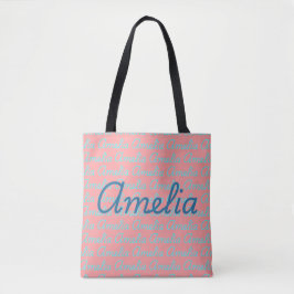 Bolso De Tela Diseño de patrón de nombre de firma de Amelia 