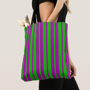 Bolso De Tela Diseño de patrón de rayas elegantes púrpura y verd